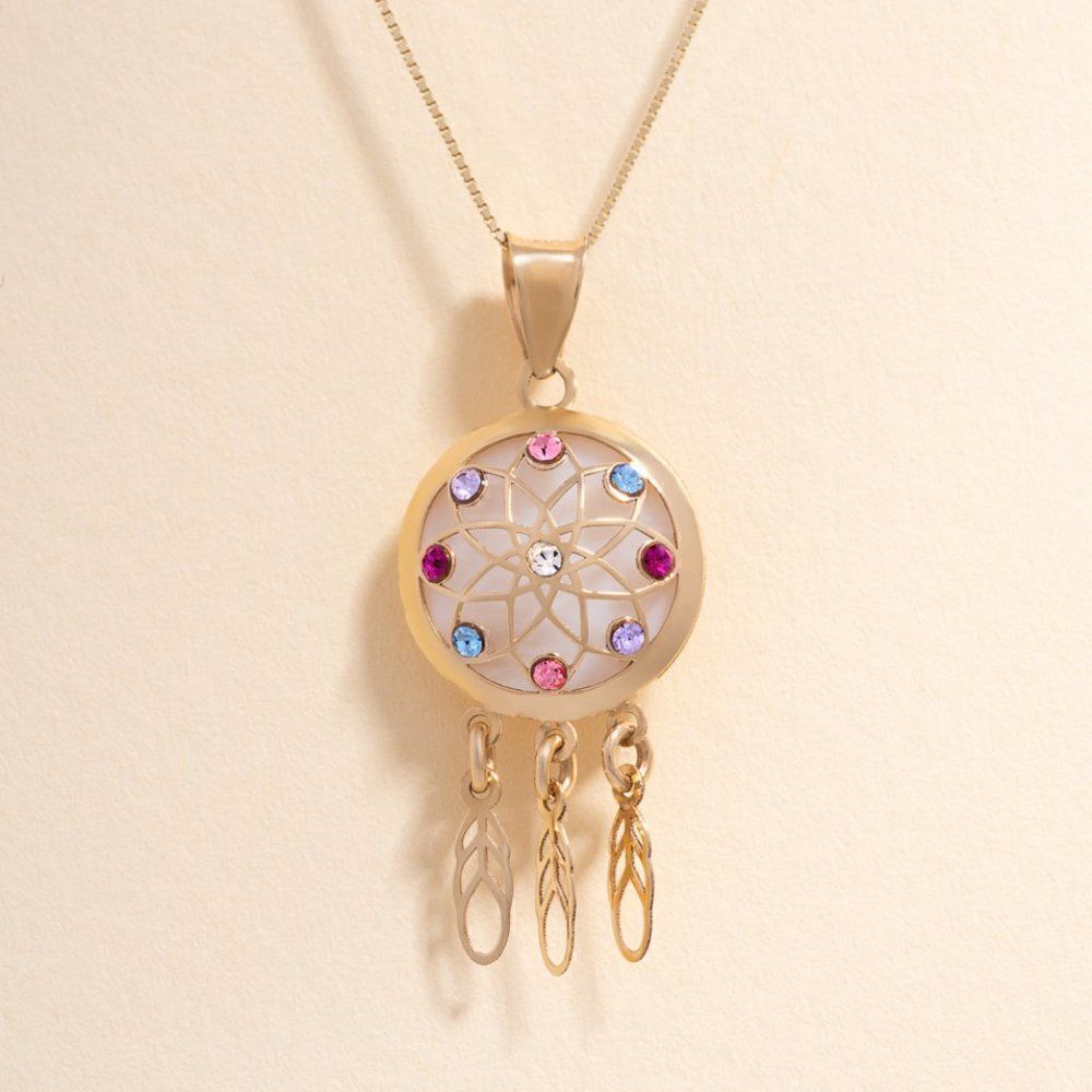 14k real gold dreamcatcher pendant perfect symbol bohemian gift